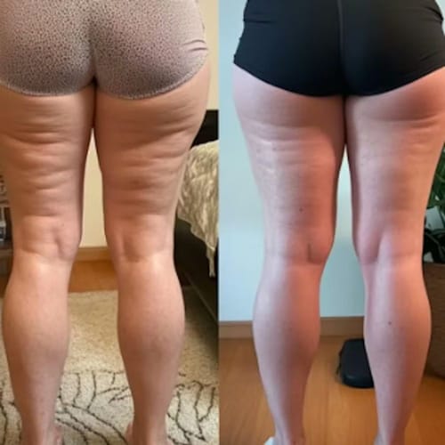 Customer photo - Maike F., thighs before and after